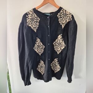 Adorable 100% Lambswool Cardigan With Bows And Flowers In Very Used Condition